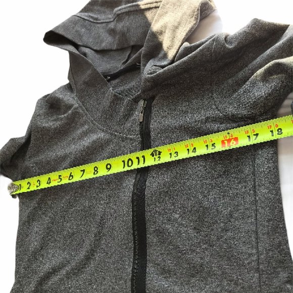 Dark Gray Hooded Zip Jacket, Stretchy, Black M/L - Picture 4 of 7